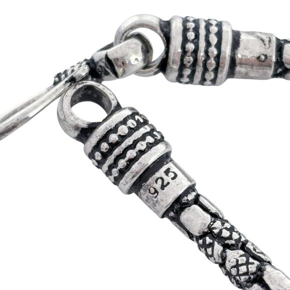 Vintage Sterling Silver 925 Textured Chain Bracelet 7.5" - Picture 3 of 6